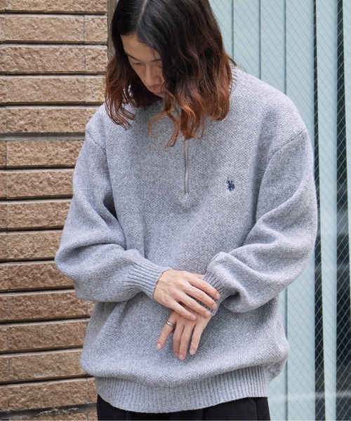 U.S. POLO ASSN.(ユーエスポロアッスン)の「U.S. POLO ASSN./ユーエスポロアッスン メランジハーフジップ 冬服(ニット/セーター・メンズ・ネイビー/オートミール/ブラック/グレー・LL/L/M)」の13枚目の写真