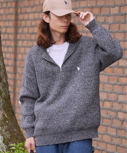 U.S. POLO ASSN.(ユーエスポロアッスン)の「U.S. POLO ASSN./ユーエスポロアッスン メランジハーフジップ 冬服(ニット/セーター・メンズ・ネイビー/オートミール/ブラック/グレー・LL/L/M)」の5枚目の写真