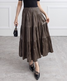 CLEAR BASIC | フェイクレザーティアードロングスカート［大人 カジュアル 着回し力抜群］≪AW新作≫(スカート)