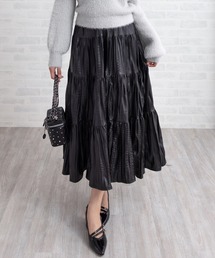CLEAR BASIC | フェイクレザーティアードロングスカート［大人 カジュアル 着回し力抜群］≪AW新作≫(スカート)