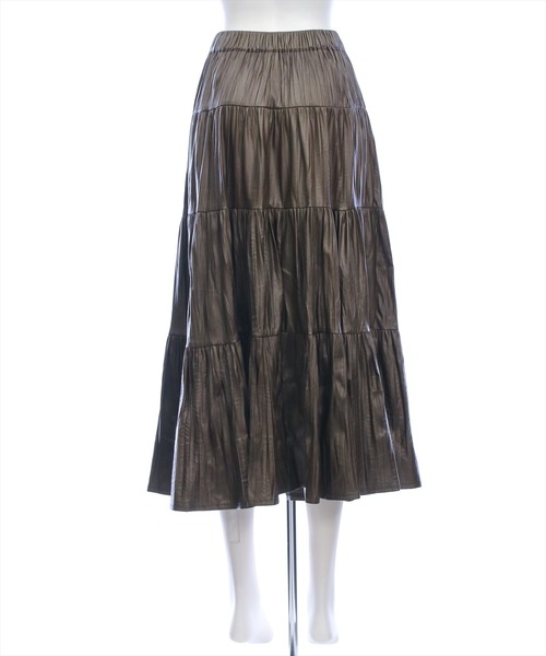 CLEAR BASIC（クリアベーシック）の「フェイクレザーティアードロングスカート［大人 カジュアル 着回し力抜群］（スカート・レディース・ダークブラウン/ブラック/カーキ・F）」の10枚目の写真