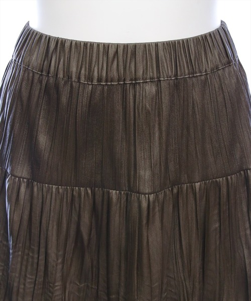 CLEAR BASIC（クリアベーシック）の「フェイクレザーティアードロングスカート［大人 カジュアル 着回し力抜群］（スカート・レディース・ダークブラウン/ブラック/カーキ・F）」の11枚目の写真