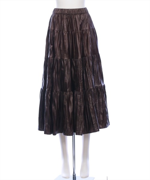CLEAR BASIC（クリアベーシック）の「フェイクレザーティアードロングスカート［大人 カジュアル 着回し力抜群］（スカート・レディース・ダークブラウン/ブラック/カーキ・F）」の17枚目の写真