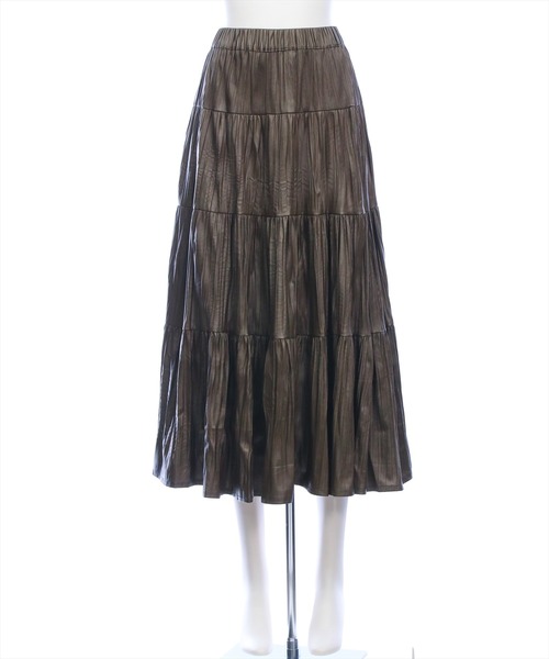 CLEAR BASIC（クリアベーシック）の「フェイクレザーティアードロングスカート［大人 カジュアル 着回し力抜群］（スカート・レディース・ダークブラウン/ブラック/カーキ・F）」の18枚目の写真