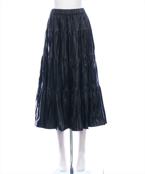 CLEAR BASIC（クリアベーシック）の「フェイクレザーティアードロングスカート［大人 カジュアル 着回し力抜群］（スカート・レディース・ダークブラウン/ブラック/カーキ・F）」の19枚目の写真