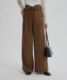 mystic | 【美シルエット/しわになりにくい素材◎】ウェーブベルトスラックス(スラックス)