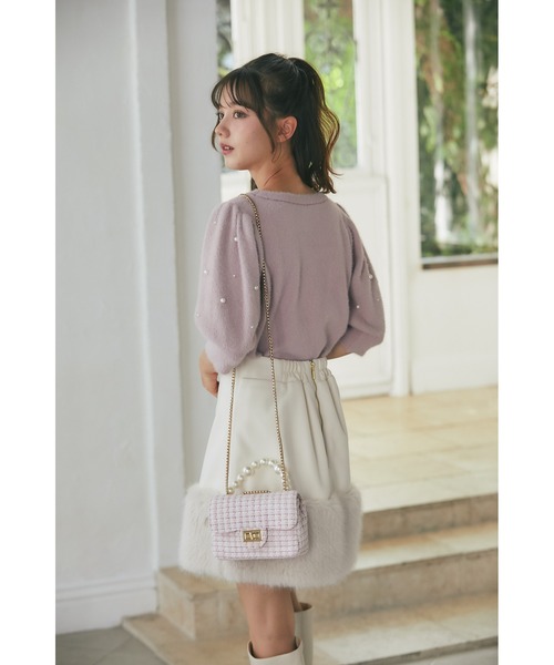 tocco closet(トッコ クローゼット)の「インナーパンツ付き裾ファー切り替えミニスカート(スカート・レディース・ピンク/ライトベージュ・M)」の21枚目の写真