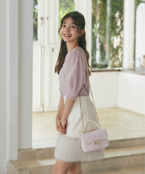 tocco closet(トッコ クローゼット)の「インナーパンツ付き裾ファー切り替えミニスカート(スカート・レディース・ピンク/ライトベージュ・M)」の12枚目の写真