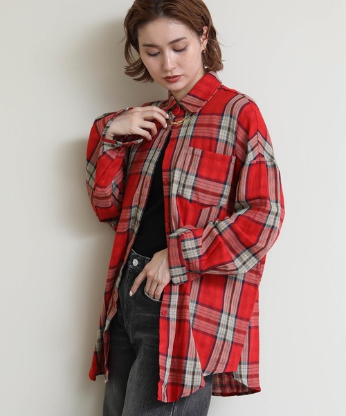 セール】ガーゼドルマンチェックシャツ（シャツ/ブラウス）｜Re Fiina