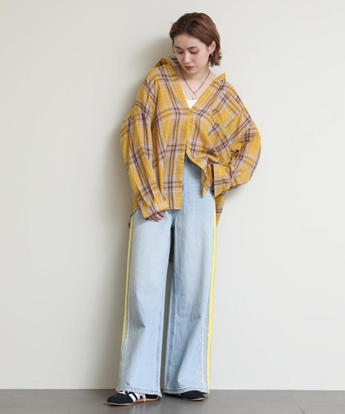Re Fiina（フィーナ）の「ガーゼドルマンチェックシャツ（シャツ/ブラウス・レディース・イエロー/ブラウン/レッド・38）」の15枚目の写真