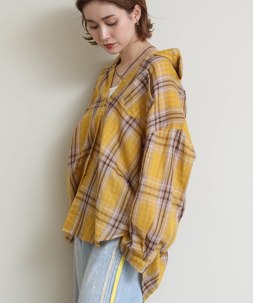 Re Fiina（フィーナ）の「ガーゼドルマンチェックシャツ（シャツ/ブラウス・レディース・イエロー/ブラウン/レッド・38）」の20枚目の写真