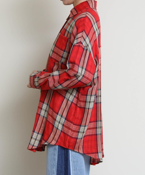 Re Fiina（フィーナ）の「ガーゼドルマンチェックシャツ（シャツ/ブラウス・レディース・イエロー/ブラウン/レッド・38）」の7枚目の写真