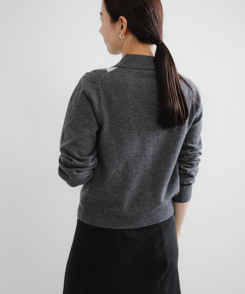 セール】アーガイルシャツカラーカーディガン（ニット/セーター