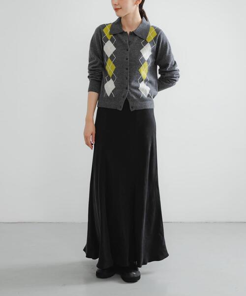 URBAN RESEARCH（アーバンリサーチ）の「アーガイルシャツカラーカーディガン（ニット/セーター・レディース・ネイビー/グレー・FREE）」の7枚目の写真