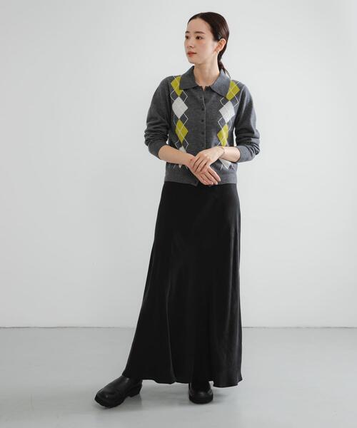 URBAN RESEARCH（アーバンリサーチ）の「アーガイルシャツカラーカーディガン（ニット/セーター・レディース・ネイビー/グレー・FREE）」の8枚目の写真