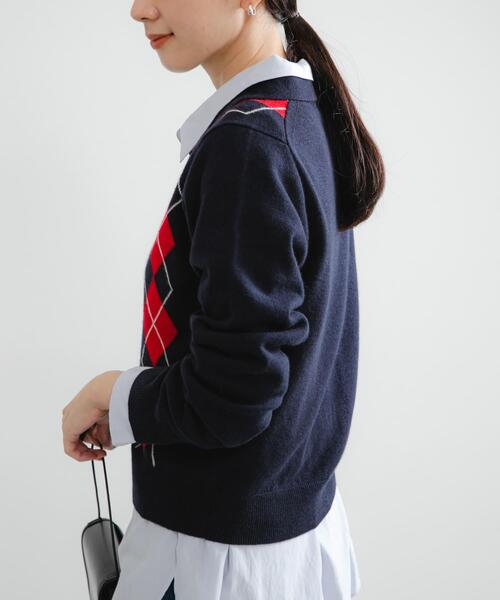 アーバンリサーチ（URBAN RESEARCH）/アーガイルシャツカラーカーディガン セール】アーガイルシャツカラーカーディガン（ニット/セーター