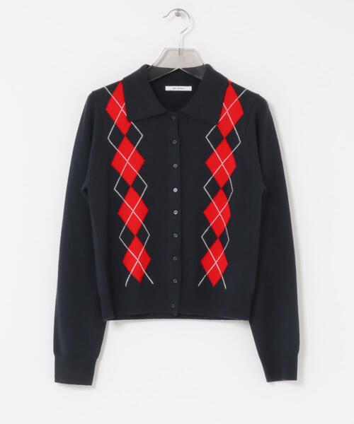 セール】アーガイルシャツカラーカーディガン（ニット/セーター