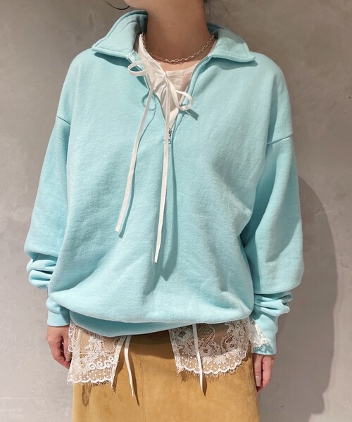 Kaptain Sunshine(キャプテン サンシャイン)の「KAPTAIN SUNSHINE /キャプテンサンシャイン Half Zipper Pullover KS25FCS06(スウェット・レディース・サックスブルー・FREE)」の1枚目の写真