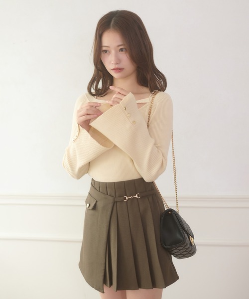 off shoulder flare sleeve knit / オフショルフレアスリーブ