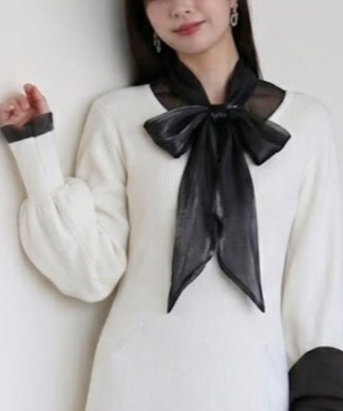 a lot of love(ア ロット オブ ラブ)の「ラウンドキーネック ニットワンピース(ワンピース・レディース・ブラック/オフホワイト/グレー・FREE)」の21枚目の写真