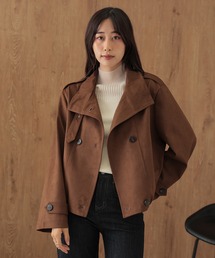 stand collar belt double breasted coat