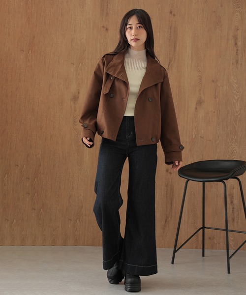 SUWDEE(スーディー)の「stand collar belt double breasted coat(その他アウター・レディース・ブラウン/アイボリー・FREE)」の8枚目の写真