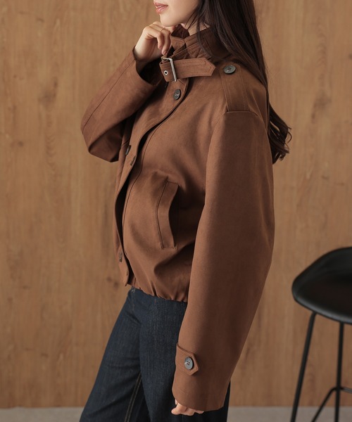 SUWDEE(スーディー)の「stand collar belt double breasted coat(その他アウター・レディース・ブラウン/アイボリー・FREE)」の12枚目の写真