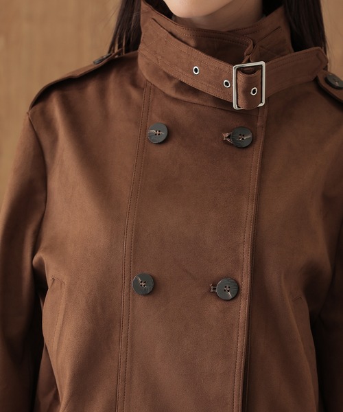 SUWDEE(スーディー)の「stand collar belt double breasted coat(その他アウター・レディース・ブラウン/アイボリー・FREE)」の14枚目の写真