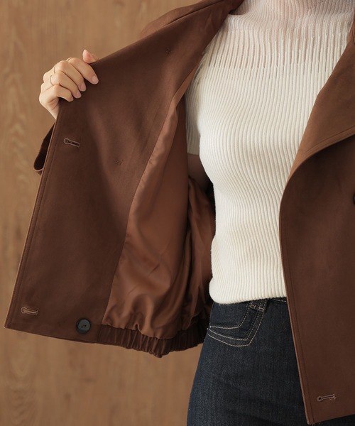 SUWDEE(スーディー)の「stand collar belt double breasted coat(その他アウター・レディース・ブラウン/アイボリー・FREE)」の15枚目の写真