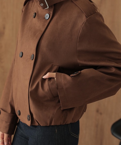 SUWDEE(スーディー)の「stand collar belt double breasted coat(その他アウター・レディース・ブラウン/アイボリー・FREE)」の16枚目の写真