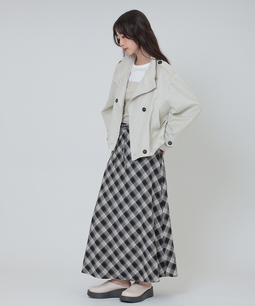 SUWDEE(スーディー)の「stand collar belt double breasted coat(その他アウター・レディース・ブラウン/アイボリー・FREE)」の5枚目の写真