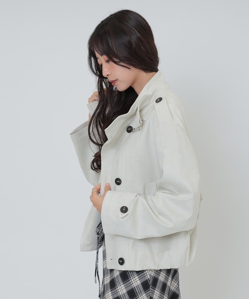 SUWDEE(スーディー)の「stand collar belt double breasted coat(その他アウター・レディース・ブラウン/アイボリー・FREE)」の7枚目の写真