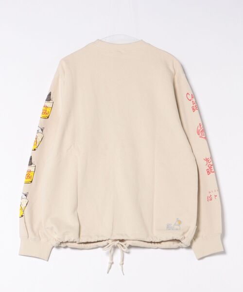 go slow caravan（ゴースローキャラバン）の「空紡糸裏毛 猫と麦酒 ヘムスピンドル クルースウェット（スウェット・メンズ・アイボリー/ブラック・SMALL/MEDIUM/LARGE/X-LARGE）」の19枚目の写真