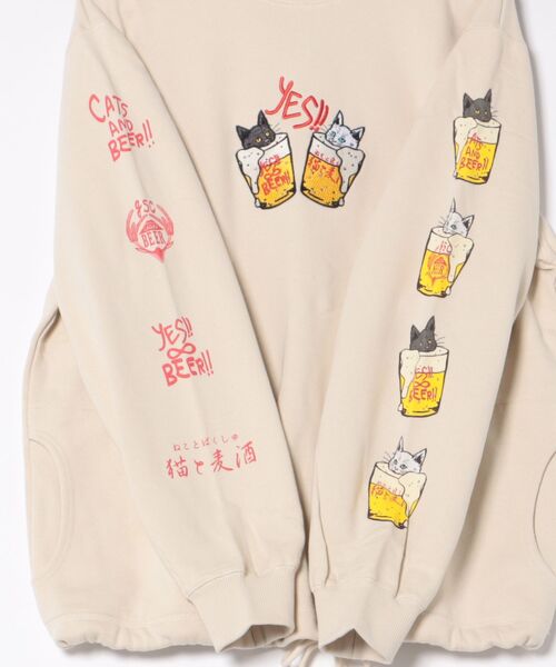go slow caravan（ゴースローキャラバン）の「空紡糸裏毛 猫と麦酒 ヘムスピンドル クルースウェット（スウェット・メンズ・アイボリー/ブラック・SMALL/MEDIUM/LARGE/X-LARGE）」の20枚目の写真