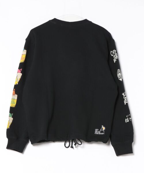 go slow caravan（ゴースローキャラバン）の「空紡糸裏毛 猫と麦酒 ヘムスピンドル クルースウェット（スウェット・メンズ・アイボリー/ブラック・SMALL/MEDIUM/LARGE/X-LARGE）」の22枚目の写真