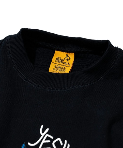 go slow caravan（ゴースローキャラバン）の「空紡糸裏毛 猫と麦酒 ヘムスピンドル クルースウェット（スウェット・メンズ・アイボリー/ブラック・SMALL/MEDIUM/LARGE/X-LARGE）」の3枚目の写真