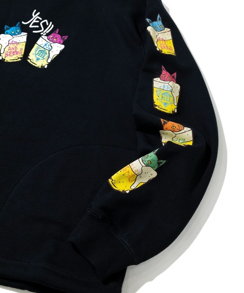 go slow caravan（ゴースローキャラバン）の「空紡糸裏毛 猫と麦酒 ヘムスピンドル クルースウェット（スウェット・メンズ・アイボリー/ブラック・SMALL/MEDIUM/LARGE/X-LARGE）」の8枚目の写真