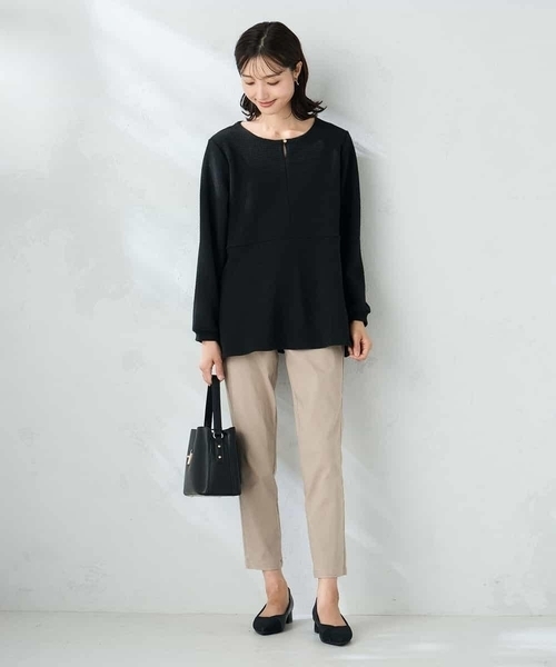 a.v.v(アーヴェヴェ)の「千鳥ジャガードペプラムトップス(Tシャツ/カットソー・レディース・グレー系その他/ブラック・38/36/40)」の13枚目の写真