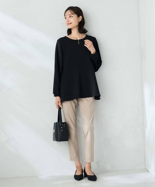 a.v.v(アーヴェヴェ)の「千鳥ジャガードペプラムトップス(Tシャツ/カットソー・レディース・グレー系その他/ブラック・38/36/40)」の14枚目の写真