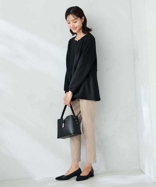 a.v.v(アーヴェヴェ)の「千鳥ジャガードペプラムトップス(Tシャツ/カットソー・レディース・グレー系その他/ブラック・38/36/40)」の15枚目の写真