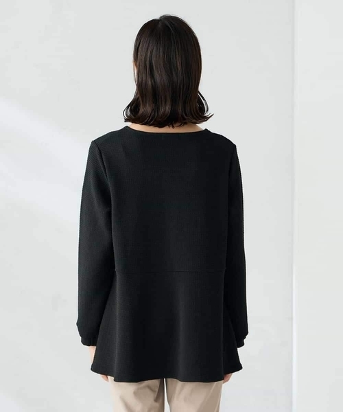 a.v.v(アーヴェヴェ)の「千鳥ジャガードペプラムトップス(Tシャツ/カットソー・レディース・グレー系その他/ブラック・38/36/40)」の18枚目の写真
