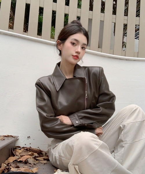 WESTSEA(ウエストシー)の「ショート丈 フェイクレザーブルゾン(ブルゾン・レディース・ブラック/ブラウン・L/M)」の11枚目の写真