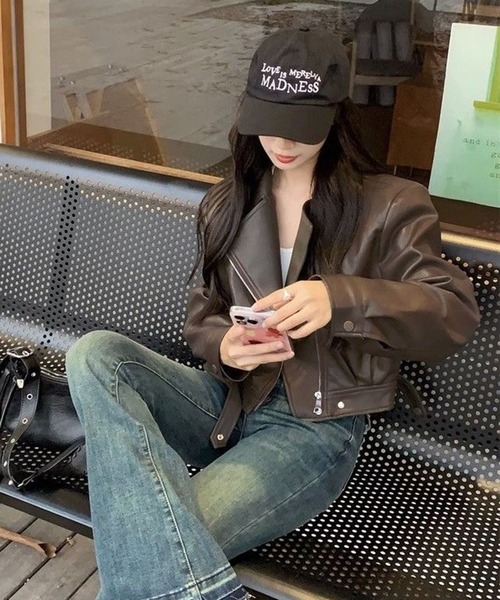 WESTSEA(ウエストシー)の「ショート丈 フェイクレザーブルゾン(ブルゾン・レディース・ブラック/ブラウン・L/M)」の13枚目の写真