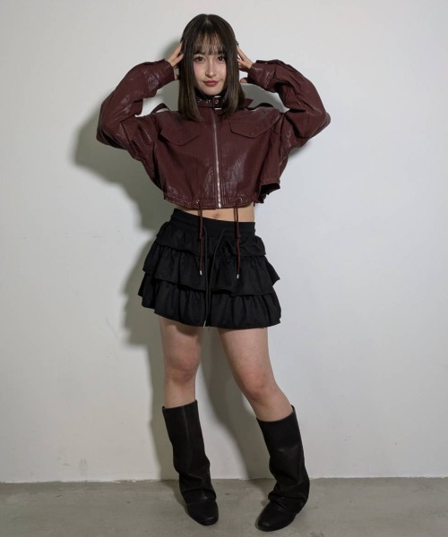 A'GEM/9 × .kom 『.KOM/ドットケーオーエム』 Y2K Faux Leather Short