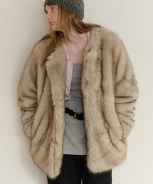 GIUNON（ジウノン）の「collarless smooth fur coat / カラーレススムースファーコート（ノーカラーコート）」