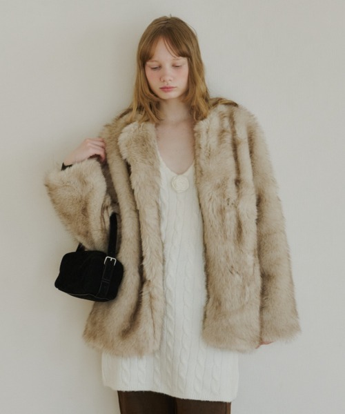 GIUNON カラーレススムースファーコート collarless smooth fur coat / カラーレススムースファーコート（ノー