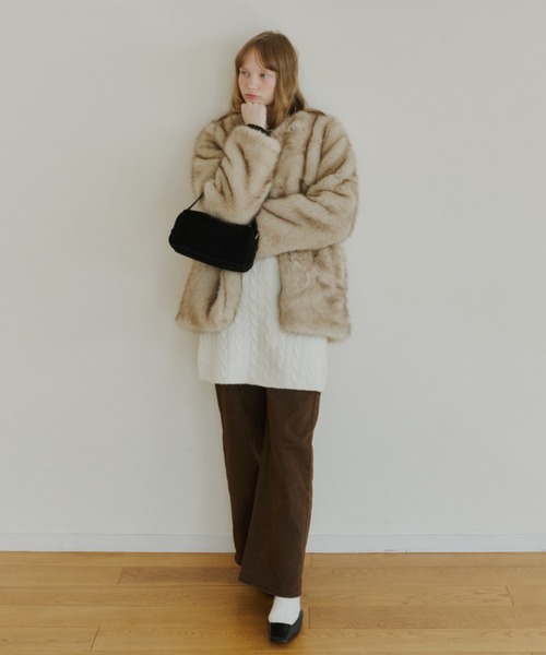 collarless smooth fur coat / カラーレススムースファーコート（ノー