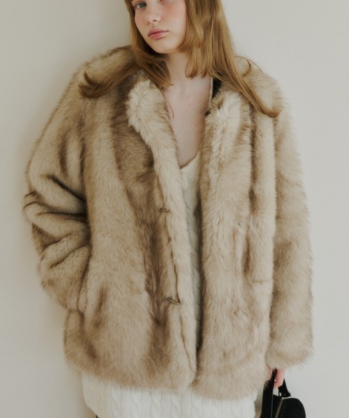 ジャケット・アウター giunon collarless smooth fur coat collarless smooth fur coat / カラーレススムースファーコート（ノー