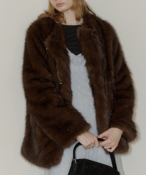 collarless smooth fur coat / カラーレススムースファーコート（ノー