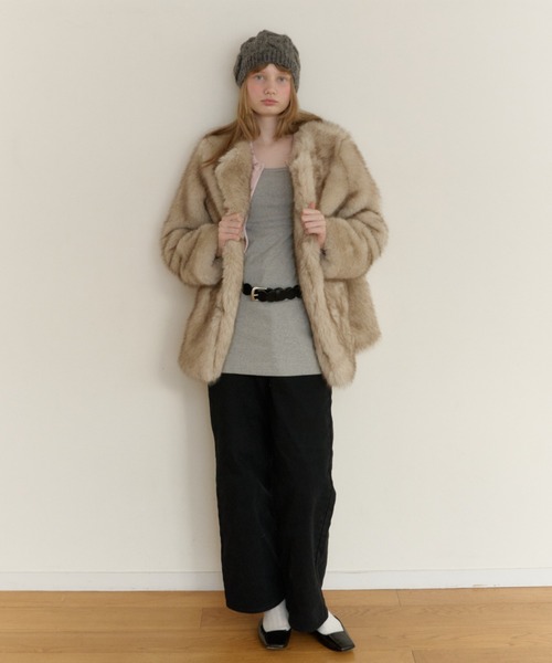 カラーレススムースファーコート collarless smooth fur coat / カラーレススムースファーコート（ノー